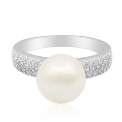 Weiße Süßwasserzuchtperlen-Silberring