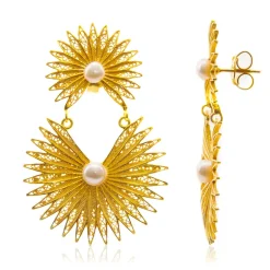 Weiße Süßwasserzuchtperlen-Silberohrringe (Joias do Paraíso)