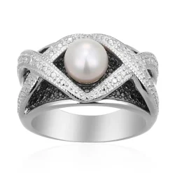 Weiße Süßwasserzuchtperlen-Silberring