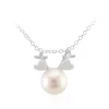 Weiße Süßwasserzuchtperlen-Silberhalskette