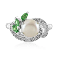 Weiße Süßwasserzuchtperlen-Silberring