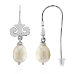 Weiße Süßwasserzuchtperlen-Silberohrringe (TPC)