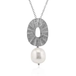 Weiße Süßwasserzuchtperlen-Silberhalskette (Joias do Paraíso)