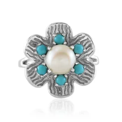 Weiße Süßwasserzuchtperlen-Silberring