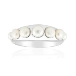 Weiße Süßwasserzuchtperlen-Silberring (Michelle Albala)