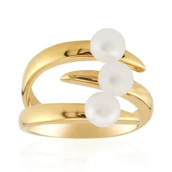 Weiße Süßwasserzuchtperlen-Silberring (TPC)