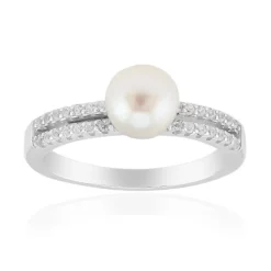 Weiße Süßwasserzuchtperlen-Silberring