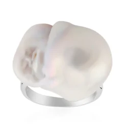 Weiße Süßwasserzuchtperlen-Silberring (TPC)