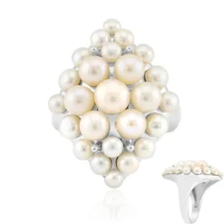 Weiße Süßwasserzuchtperlen-Silberring (Michelle Albala)