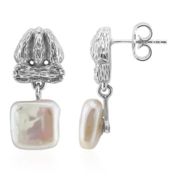 Weiße Süßwasserzuchtperlen-Silberohrringe (TPC)