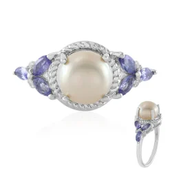 Weiße Süßwasserzuchtperlen-Silberring