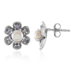 Weiße Süßwasserzuchtperlen-Silberohrringe