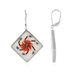 Weißer Marmor-Silberohrringe