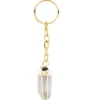 Weißer Quarz-Edelstahlschlüsselanhänger