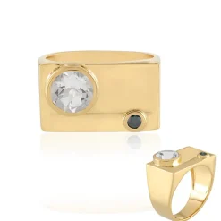 Weißer Topas-Messingring (Juwelo Style)