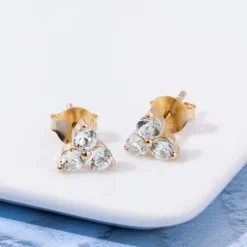 Weißer Topas-Silberohrringe