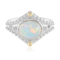 Welo-Opal-Silberring mit Gold (Granulieren)